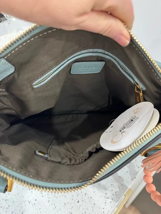 Chloe Medium Marcie  Crossbody Satchel in Faded Blue - Picture 7 of 9